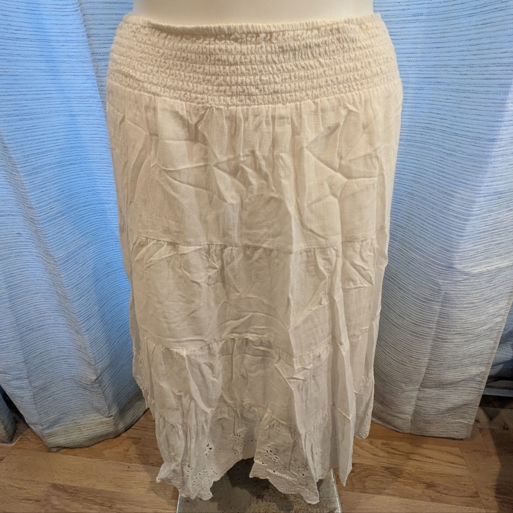 Style & Co. Cream Midi Skirt Eyelet trim - size M